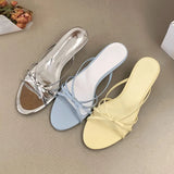 KYLETHOMASW  -  New 2025 Fashion Butterfly-Knot Ladies Low Heel Slippers Shoes Round Toe Women Heeled Slippers Shoes Female Slides Sandals Pumps