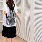 KYLETHOMASW  -  Plaid Lace Mochilas Mujer Japan Korean Style Mochila Large Capacity Bag Spacious Durable Backpack Fashionable Bags for Woman