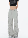 KYLETHOMASW  -  Women Y2k Cargo Pants Multiple Pocket Patchwork Drawstring Ruched Casual Summer Loose Jogger Wide Leg Pants High Street