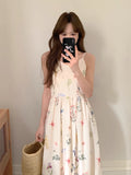 KYLETHOMASW  -  Bohemian Women Sweet Fresh Floral Vest Dress Summer 2025 New Style French Vacation Style Mid Length Vestidos