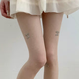 KYLETHOMASW  -  Cherry Rhinestone Sweet Cute Girls Pantyhose Kawaii Japanese Style Matching Socks Lolita JK Dresses Daily Dating Shopping Socks