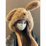 KYLETHOMASW  -   Sweet Hot Girl Bear Ear Furry Hat Women's Autumn/winter Funny Ears Movable Bomber Hats Fashion Female Trendy Accessories