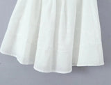 KYLETHOMASW  -  Pretty Girl Holiday Summer Dresses Women O Neck Short Sleeve A-line Mini Hollow Out Embroidery White  Dress Backless Robe
