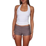 KYLETHOMASW  -  Sexy Low Waist Mini Shorts Tight Fit Three-quarter Length Polyester Blend Comfortable Urban Style Commute Basic Style Shorts