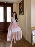 KYLETHOMASW  -  Summer Women Fairy Irregular Princess Dress Spaghetti Strap Lace Patchwork Party Dress Backless Feminine Hotsweet Girl's Dresses