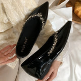 KYLETHOMASW  -  Luxury Crystal shallow mouth women pumps Sexy Pointed Toe Low Heeled Slingback Sandals Fashion Party Dress Shoes Branded Loafers