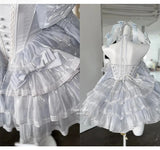 KYLETHOMASW  -  Sweet Princess Style High Waist Slimming Bow Dress Japanese Summer New Off-the-shoulder Lace-up Sleeveless Puffy Dresses