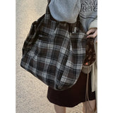 KYLETHOMASW  -  Contrast Color Plaid Preppy Casual Women's Handbags Grunge All Match High-capacity Shoulder Underarm Bag Y2k Aesthetic Tote Bags