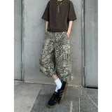 KYLETHOMASW  -  Women American Vintage Leopard 2000s Jorts Denim Shorts Japanese Harajuku Jean Cargo Pants Kpop Y2k Grunge High Street