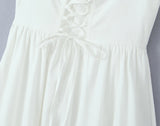 KYLETHOMASW  -  Sexy Bra Chest With Wire Corset Style Low Waist Spliced Ruched Pleated Swing Slit Long Midi Dress Women Bodycon Sling Robe White