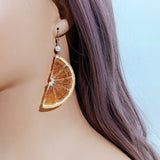 Kylethomasw Unique Epoxy Resin Fruit Earrings Summer Natural Orange Chip Earrings Cute Lemon Earrings Statement Jewelry Strawberry Earrings