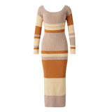 KYLETHOMASW  -  Beach Style Off Shoulder Crochet Maxi Dress Elegant Women Vintage Patchwork Long Sleeve Hollow Out Knitted Bodycon Dress Y2K