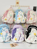 KYLETHOMASW  -  High Capacity Schoolmochila Travel Bag Contrast All Match Backpack Star Zipper Sac Femme Preppy Style Drawstring Bags for Woman