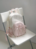 KYLETHOMASW  -  Cute Sweet Girl Backpack College Style Butterfly Bow Wave Point Backpacks Student Commuting Class Backpack