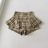 KYLETHOMASW  -  American Retro Contrast Color Plaid Ruffles Hem Mini Skirt Sexy High Waist Short Skater Skirts With Underwear
