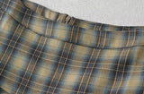 KYLETHOMASW  -  American Retro Contrast Color Plaid Ruffles Hem Mini Skirt Sexy High Waist Short Skater Skirts With Underwear