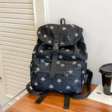KYLETHOMASW  -  Star Bucket Bag Denim Drawstring Mochila Casual Lightweight Mochilas Mujer Student Backpacks Backpack Korean Bags for Woman