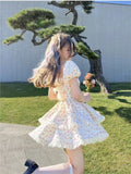 KYLETHOMASW  -  Women's Floral Print Mini Dress Spring Summer Elegant Hollow Out Princess Party Dresses Female Fashion Chic Vintage Vestidos