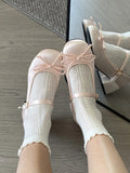 KYLETHOMASW  -  Retro Mary Jane Shoes Bow Knot Thick Heel Chunky Sole Fashionable Korean Style Women's Summer Shoes round Toe Slip-On