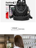 KYLETHOMASW  -  Women's Large Capacity Fashionable Diamond Pattern Street Style Backpack Handbag Soft PU Material Zipper Closure Daily Use