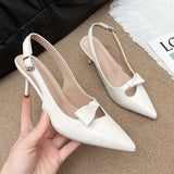 KYLETHOMASW  -  New Design Backless Bow Women High Heels Sexy Pointed Thin Heel Stripper Plus Size 35-43