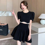 KYLETHOMASW  -  Fake Two Pieces 2025 New Summer Women French Hollow Fashion Dress
