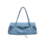 KYLETHOMASW  -  Sweet Cute Bow Underarm Bag Women Blue Leather Large Capacity Shoulder Bags Ladies Fashion Casual Commute Versatile Handbag Chic