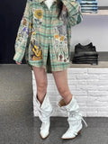 KYLETHOMASW  -  Women's Slouchy Knee High Boots Pointed Toe Buckle Straps Western Cowboy Style Chunky Heel Fashion Ruched Autumn/Winter Footwear