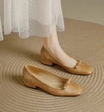 KYLETHOMASW  -  Single Shoes Women's Autumn Retro Simple Mary Jane New Square Head Shallow Mouth Comfortable Soft Leather Women's Shoes