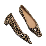 KYLETHOMASW  -  Leopard Kitten Heel Pumps Woman Pointed Toe Shoes Wedges Low Heeled Tacones Femmes Patent Leather Dress Bridal Shoes Ladies