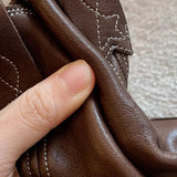 KYLETHOMASW  -  Women's Cowboy Boots Mid Calf Boots Western Short Embroidered Round Toe Low Heel Slip on Comfort Dress Slouchy Booties