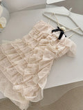 Kylethomasw New Design Luxury Prom Gown Sleeveless Party Bow Fairy Dress High Street Beige Evening Dress Office Lady Ballet Banquet Romantic