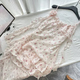 KYLETHOMASW  -  Sweet Floral Dress Summer New Korean-Style High Waist Slim Dresses Women Fashion Design Sense Niche Suspender Dress