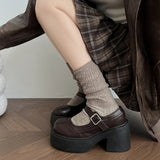 KYLETHOMASW  -  New Spring Vintage Platform Thick Bottom Women Mary Jane Shoes Shallow Round Toe Shoes Elegant Party Leather Shoes
