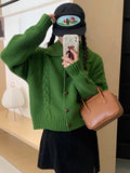 KYLETHOMASW  -   Japanese Lazy Lapel Cardigan Female Sueter Mujer New Age Reduction Sweet Sweater Solid Coat Soft Waxy Knit Cardigan