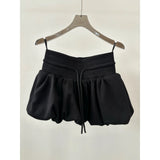 KYLETHOMASW  -  Sweet Bud Skirts Women Drawstring Solid Spring Summer Cute Mini Skirt Korean Fashion Casual High Waist Faldas Mujer