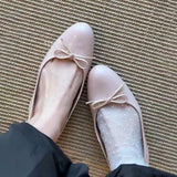 KYLETHOMASW  -  New French-style Round-toe Gentle Bow Low-heel Shallow Single Shoes with Open Back, Single-strap Closed-toe Sandals for Women