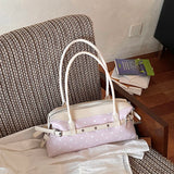 KYLETHOMASW  -  Korean Style Polka Dot Small PU Leather Top Handle Bag Ladies Contrast Color Shoulder Crossbody Bags New Trend Handbag
