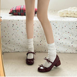 KYLETHOMASW  -  New Spring Vintage Thick Heel Women Mary Jane Shoes Fashion Butterfly-knot Height Increase Shoes Ladies Elegant Dress Pumps