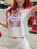 KYLETHOMASW  -  Summer Letter Printing Y2k Aesthetic T-shirt Streetwear Vintage Slim Fit Casual Tshirts Women Grunge Harajuku Cropped Tees