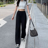 KYLETHOMASW  -  Autumn New Women's Casual Wide Leg Suit Pants Korean Elegant Office Solid Color High Waist Loose Plus Size Long Trousers Female