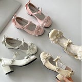 KYLETHOMASW  -  Cute Lace JK Women Mary Jane Shoes Fashion Butterfly-knot Leather Shoes Outdoor Women's Party Dress Pumps