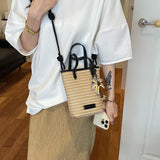 KYLETHOMASW  -  Women Mini Straw Woven Bucket Bag New Trend Summer Beach Crossbody Bags Female Cute Travel Fashion Handbags and Purses