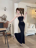KYLETHOMASW  -  Elegant Sexy Long Evening Gown with Mesh Splice And Side Slit High Waist Bodycon Dress for Women Party Ball Celebration