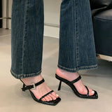 KYLETHOMASW  -  Sexy Ladies High Heels Sandals Shoes Female Slip On Footwear Fashion Silk Women Thin Heels Sandals Shoes Slides Pumps