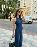 KYLETHOMASW  -  British Minimalist Women's Single Breasted Denim Vest Tank Tops Sleeveless Jacket Women