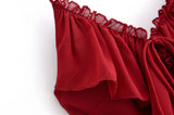 KYLETHOMASW  -  Sexy Women Ruffle V Neck Red Sling Long Dress Fashion Backless Sleeveless Elegant A-line Party Maxi Vestidos Summer