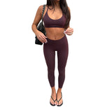 KYLETHOMASW  -  Spice Girl Suspender Vest Low Waist Skinny Hip Wrap Pants Two-piece Set Solid Color Simple Casual Sports Suit