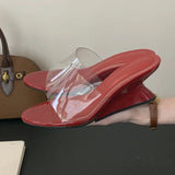 Kylethomasw Pvc Transparent Wedge Slippers for Women Open Toe Summer 2025 Slides Concise Footwear Female Fashion High Heels Sandals Ladies