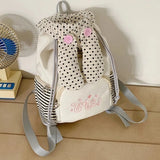 KYLETHOMASW  -  Rabbit Ear Mochila Polka Dot Stripe Backpack Large Capacity Bag Fashion Backpacks Travel Outdoor Mochilas Mujer Bolsas Feminina
